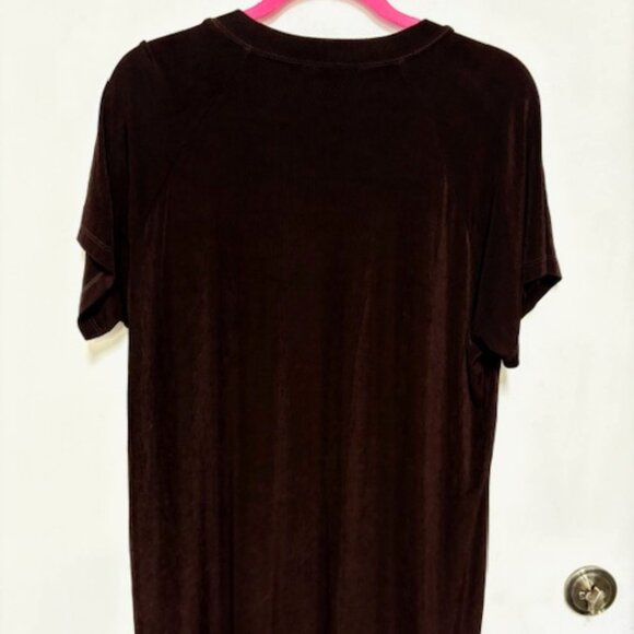 CITIKNITS WOMEN 1 BUTTON OPEN SHORT SLEEVE DARK BROWN 31"L JACKET. SZ. 1X - Picture 3 of 3